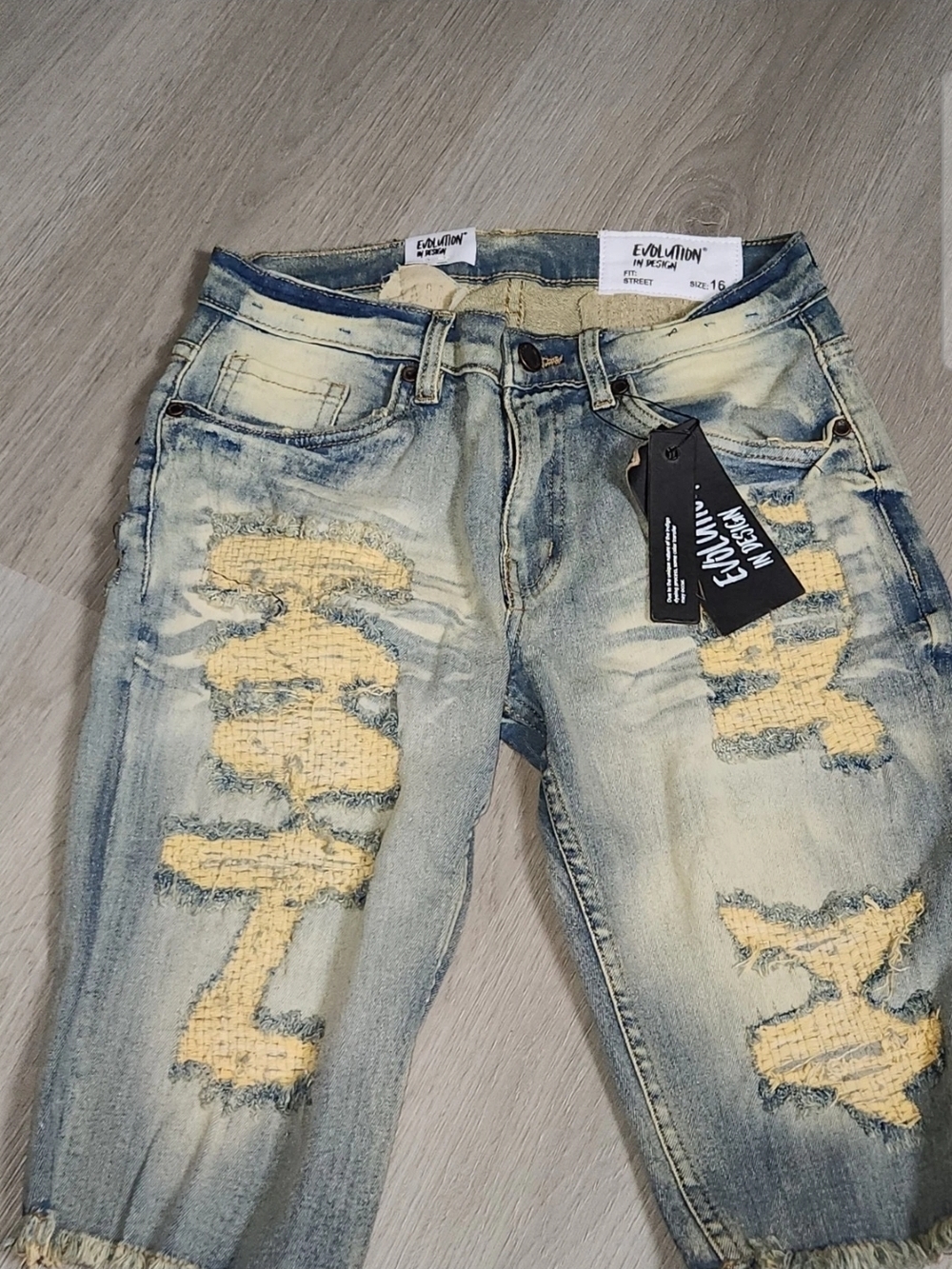 Boys Evolution In Design Distressed Denim Jean Shorts Jorts Acid Wash Size 16